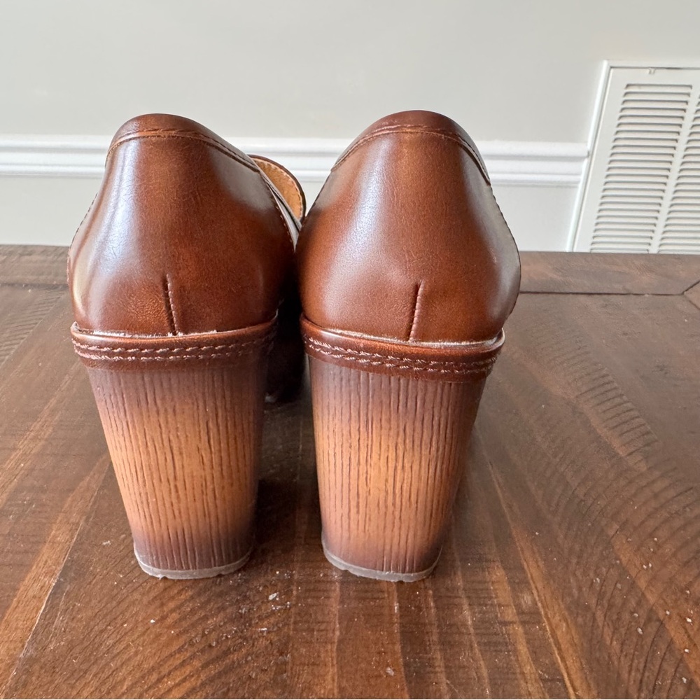 Korks Regina Brown Leather Platform Loafer Heel size 6 Never Worn - Picture 5 of 12